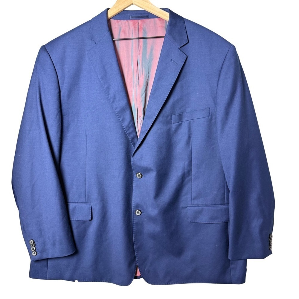 Renoir Mens Blue Two Button 100% Wool Soft Blazer Sport Coat Suit Jacket R50/44